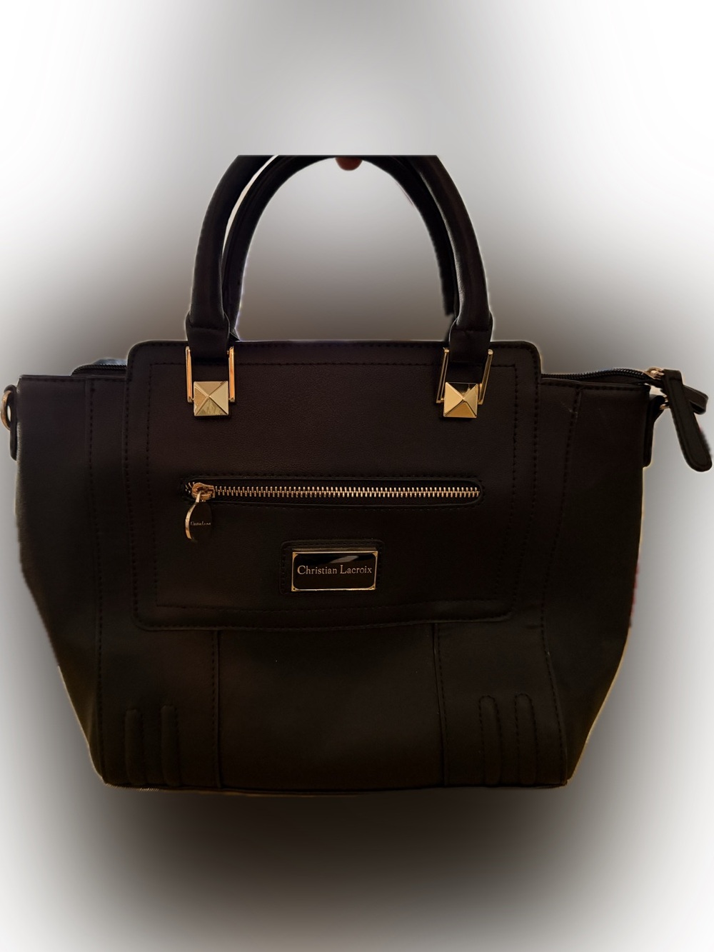 Christian Lacroix Black Satchel with Gold Hardware
